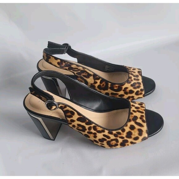 Alfani Florraa Women's Brown Leopard Slingback Block Heels Sandals Size 7W - Picture 3 of 8